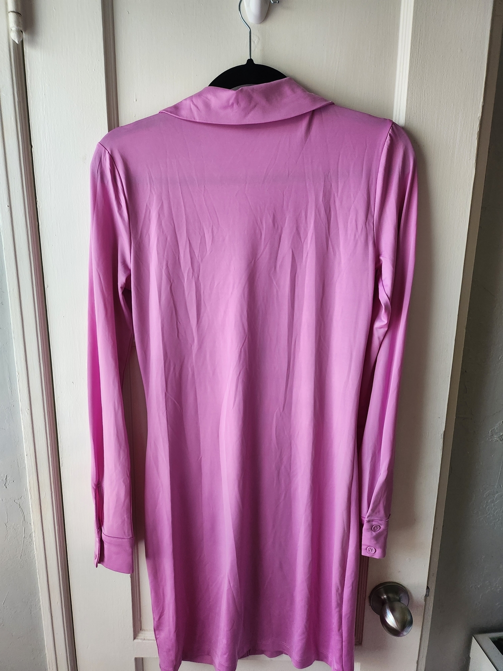 wild fable Pink Long-Sleeve Ruched Button-Front Shirt Dress - Picture 2 of 3